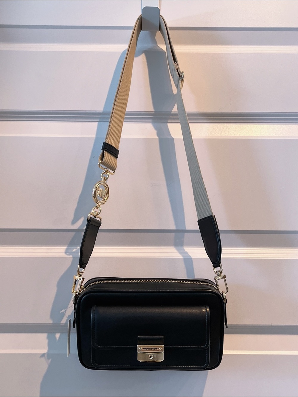 NWT Michael Kors Bradshaw Black Leather Camera Bag